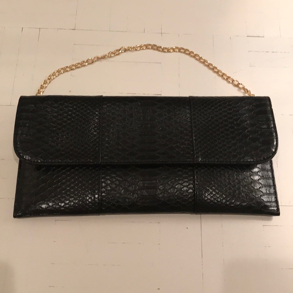 Faux Crocodile Animal Print Black Clutch 🐊 👛